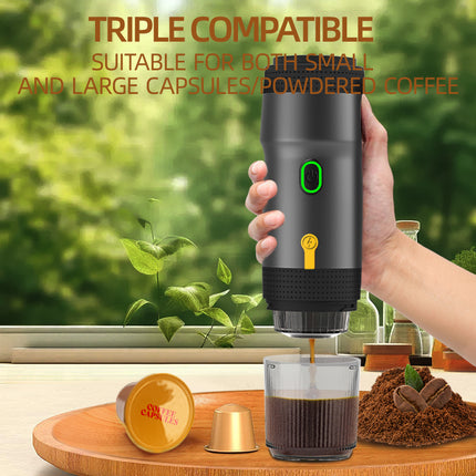 Portable 3 in 1 Coffee Maker with Water Heating Function Rechargeable USB Espresso Device