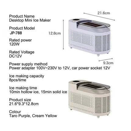 Desktop Portable Ice Cube Maker 12V Electric Fast Ice Machine for Home, Outdoor and Vehicle Use