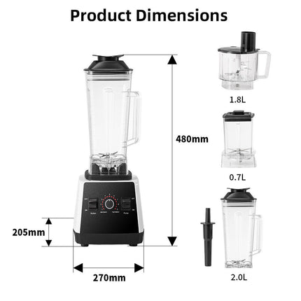 Heavy Duty 1500W Kitchen Blender 2L Capacity Juice Extractor & Ice Crushing Machine