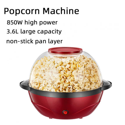 Compact 3.6L Automatic Popcorn Maker 850W Electric Home Snack Machine Hot Air System