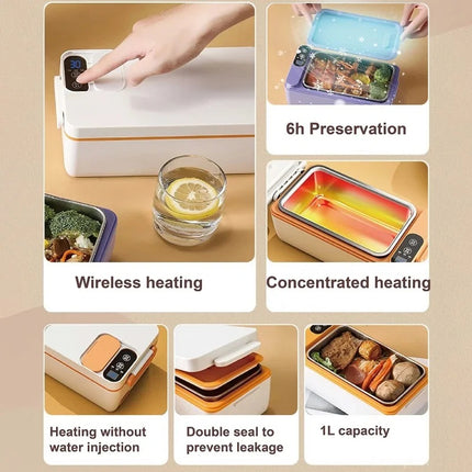 USB Rechargeable Portable Lunch Box Heater 1L with Removable Stainless Steel Container