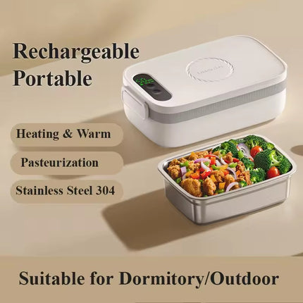 Cordless Electric Lunch Box 1L Food Heating Container with USB Charging and Buckle Lid