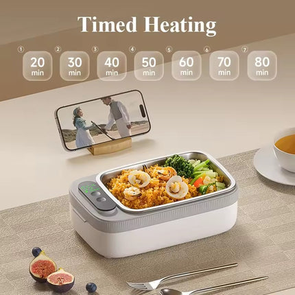 Cordless Electric Lunch Box 1L Food Heating Container with USB Charging and Buckle Lid