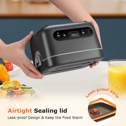 Portable Self-Heating Lunch Box 1.2L Rechargeable Food Warmer with LED Display and Timer Function