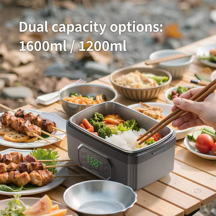 Rechargeable Electric Lunch Box with Digital Display and Preheat Timer