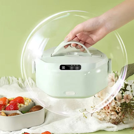 Portable Electric Heated Lunch Box with 16000mAh Rechargeable Battery, 1L Capacity and Smart Timer