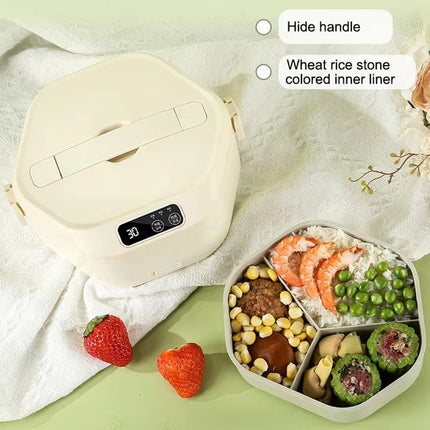 Portable Electric Heated Lunch Box with 16000mAh Rechargeable Battery, 1L Capacity and Smart Timer