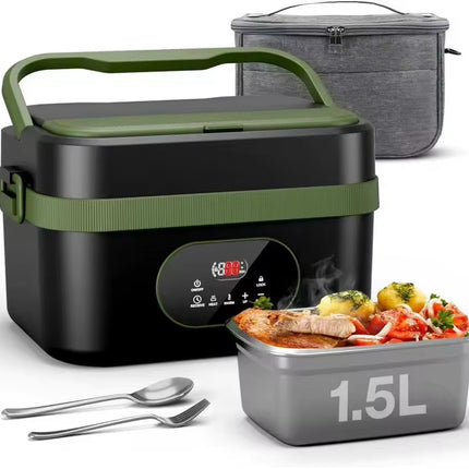 Rechargeable Electric Lunch Box with Stainless Steel Container and LED Display for Travel & Outdoor Use