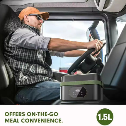 Rechargeable Electric Lunch Box with Stainless Steel Container and LED Display for Travel & Outdoor Use