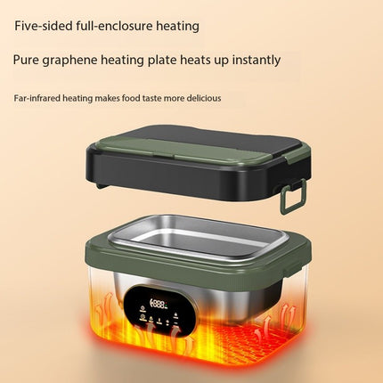 Rechargeable Electric Lunch Box with Stainless Steel Container and LED Display for Travel & Outdoor Use