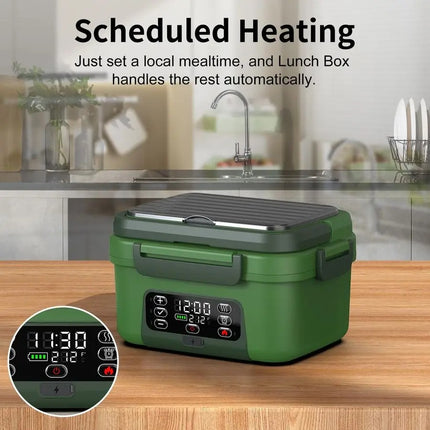 Cordless Electric Lunch Box 1.5L Rechargeable Food Warmer with Stainless Steel Container and Spoon