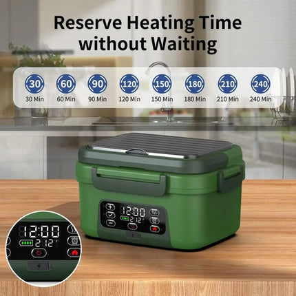 Cordless Electric Lunch Box 1.5L Rechargeable Food Warmer with Stainless Steel Container and Spoon