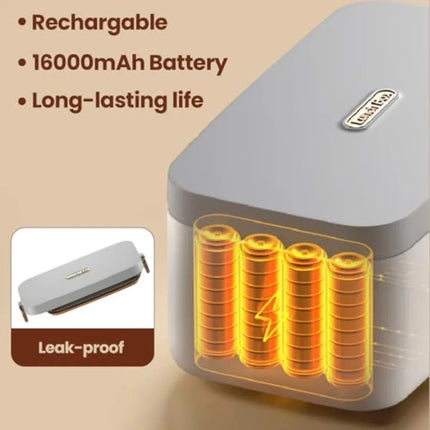 Electric Lunch Box 16000mAh Rechargeable Heated Bento Box 1000ml USB Portable Food Warmer
