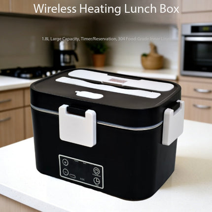 Cordless Electric Lunch Box 1.8L Rechargeable Portable Food Warmer with Timer LED Display Stainless Steel