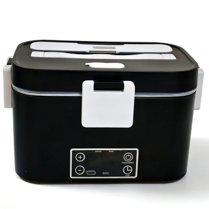 Cordless Electric Lunch Box 1.8L Rechargeable Portable Food Warmer with Timer LED Display Stainless Steel