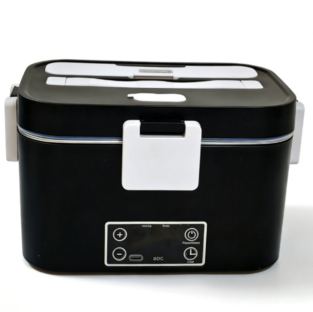 Cordless Electric Lunch Box 1.8L Rechargeable Portable Food Warmer with Timer LED Display Stainless Steel