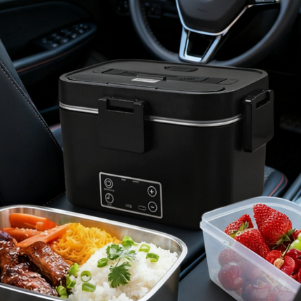 Cordless Electric Lunch Box 1.8L Rechargeable Portable Food Warmer with Timer LED Display Stainless Steel