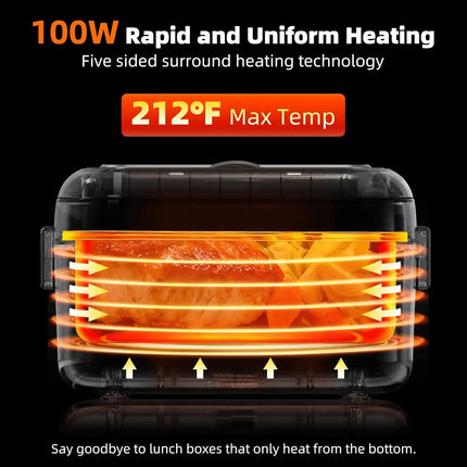 Portable 1.5L Electric Heated Lunch Box with 24000mAh Battery USB Rechargeable Food Warmer