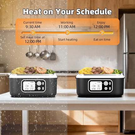 Portable 1.5L Electric Heated Lunch Box with 24000mAh Battery USB Rechargeable Food Warmer