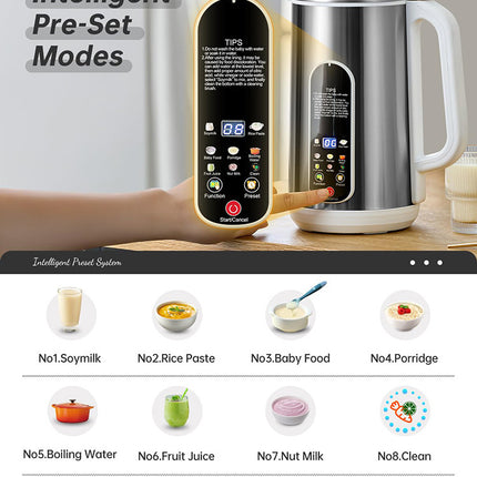 1200ml Electric Soy Milk Maker with Stainless Steel Container and Mechanical Control
