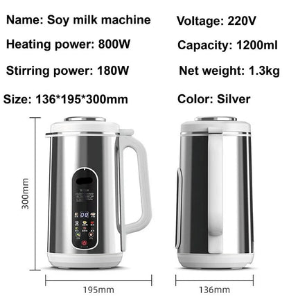 1200ml Electric Soy Milk Maker with Stainless Steel Container and Mechanical Control