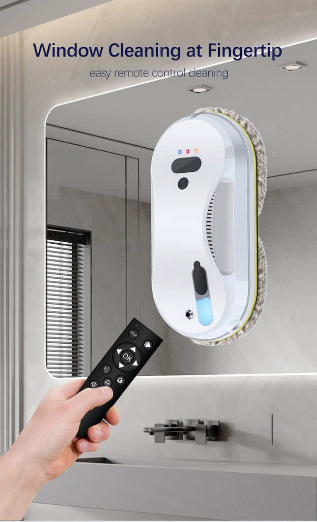 Smart Glass Cleaning Robot with App Control, Water Spray System and Safety Rope