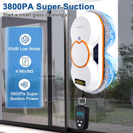 Smart Cordless Window Cleaning Robot with Remote Control and Dual Water Tank System