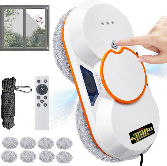Smart Cordless Window Cleaning Robot with Remote Control and Dual Water Tank System