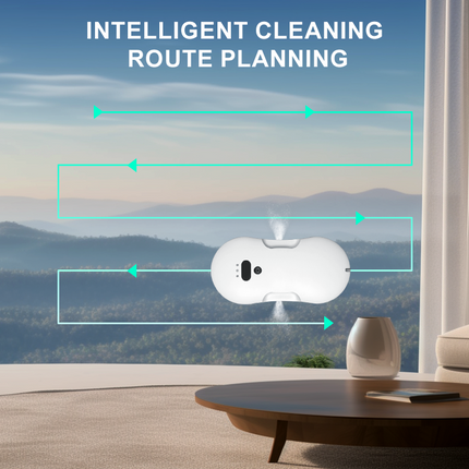 Compact Smart Glass Cleaning Robot with Dual Cleaning Modes and Protection Tether