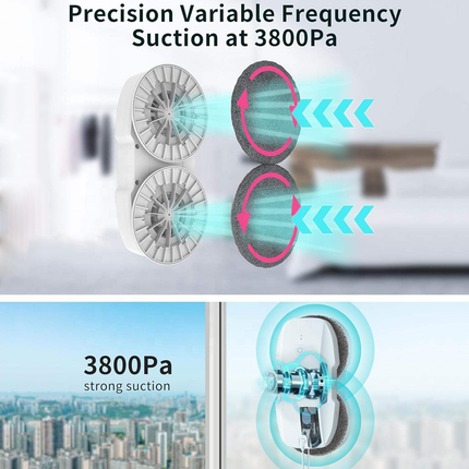 Cordless Glass Cleaning Robot with Voice Prompts and Edge Detection for Windows and Glass Panels