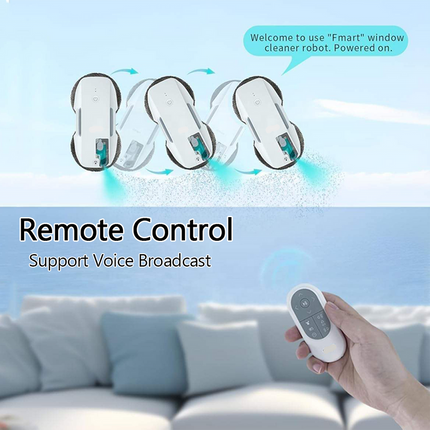 Cordless Glass Cleaning Robot with Voice Prompts and Edge Detection for Windows and Glass Panels
