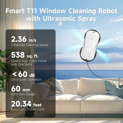 Electric Window Cleaning Robot with App Control, Four-Zone Spraying and Voice Prompts
