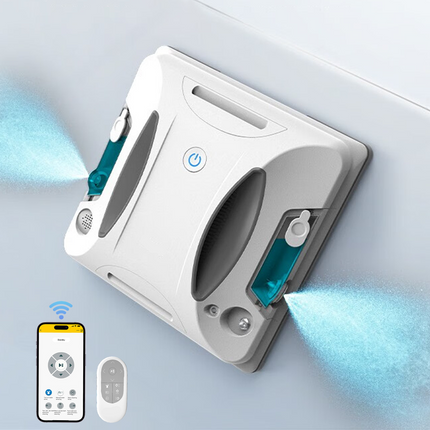 Cordless Window Cleaning Robot Cleaner 3800Pa Suction Smart Gyro Navigation Dual Water Spray