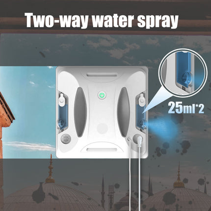 Cordless Window Cleaning Robot Cleaner 3800Pa Suction Smart Gyro Navigation Dual Water Spray