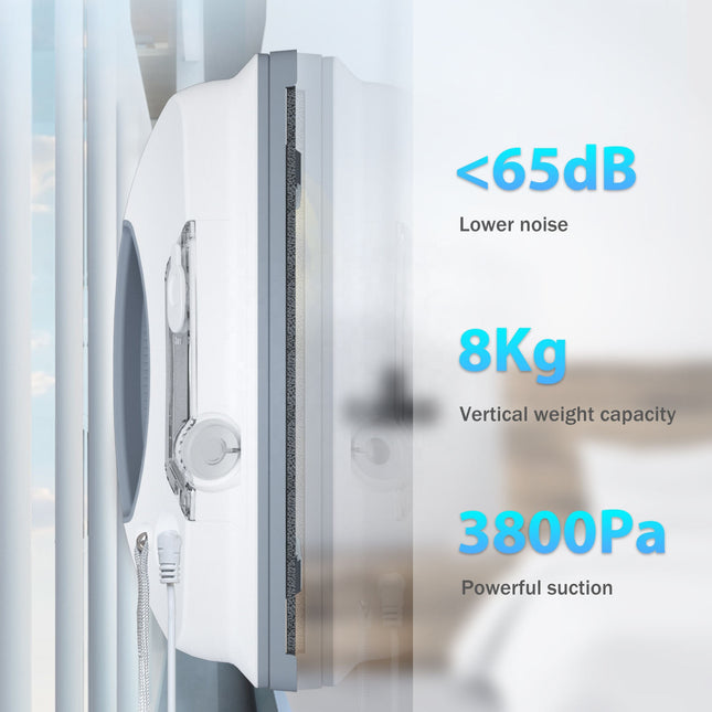 Cordless Window Cleaning Robot Cleaner 3800Pa Suction Smart Gyro Navigation Dual Water Spray