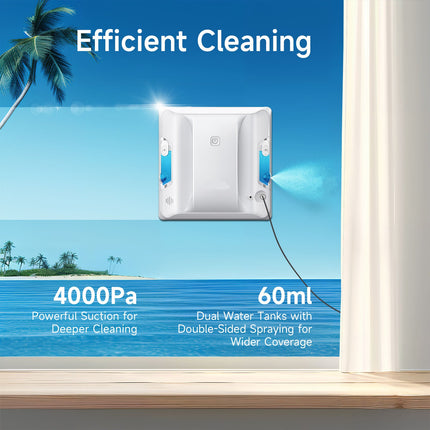 Smart Glass Cleaning Robot Vacuum with Anti-Fall System, Edge Detection & Strong Suction