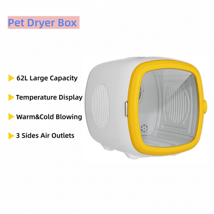 Large Capacity Pet Drying Box with Adjustable Airflow Temperature Control and Timer
