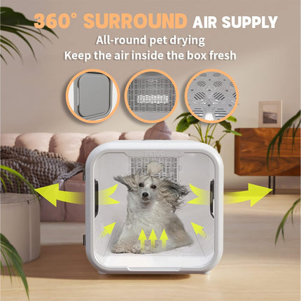Smart Automatic Pet Drying Cabinet with UV Hygiene Light, 4 Drying Modes & Brushless Fan System