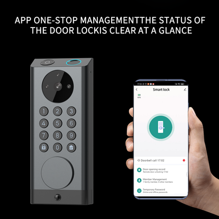 Waterproof Smart Door Lock with Fingerprint Access, Password Entry and WiFi App Control