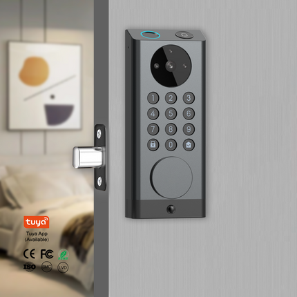 Waterproof Smart Door Lock with Fingerprint Access, Password Entry and WiFi App Control