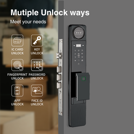 Dual Battery Dual Camera Face Recognition Smart Door Lock WiFi App Front Door CNC Aluminum 20+ Languages