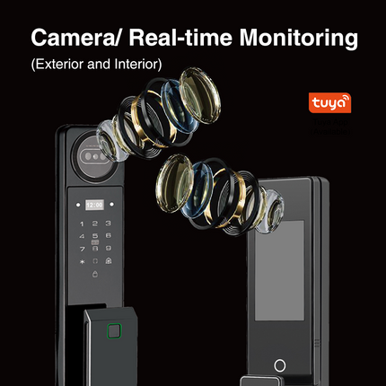 Dual Battery Dual Camera Face Recognition Smart Door Lock WiFi App Front Door CNC Aluminum 20+ Languages