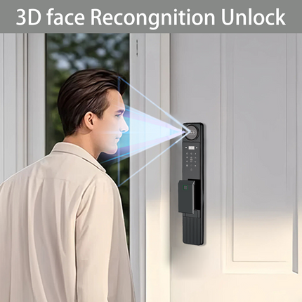 Dual Battery Dual Camera Face Recognition Smart Door Lock WiFi App Front Door CNC Aluminum 20+ Languages