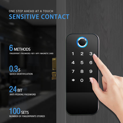 Aluminium Alloy Smart Keyless Door Lock Fingerprint Code Card WiFi Compatible Outdoor Lock