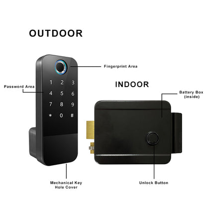 Aluminium Alloy Smart Keyless Door Lock Fingerprint Code Card WiFi Compatible Outdoor Lock