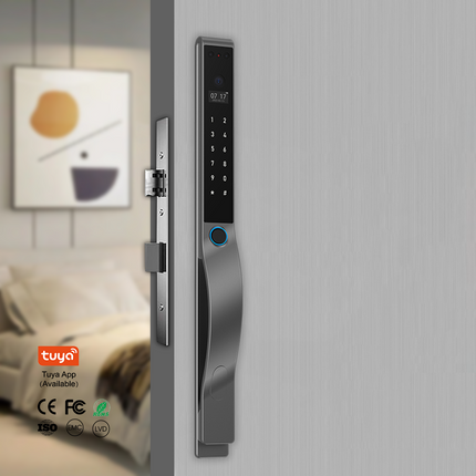 Keyless Smart Sliding Door Lock WiFi Touch Access, Face ID, Fingerprint & Card Entry System
