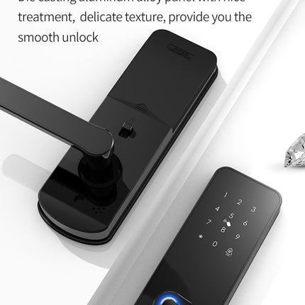 Single Latch WiFi Smart Door Lock with Fingerprint Password Card Key Tuya App Control