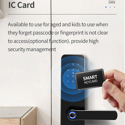 Single Latch WiFi Smart Door Lock with Fingerprint Password Card Key Tuya App Control