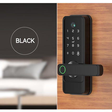 Aluminum Alloy WiFi Smart Deadbolt Lock Fingerprint Password Card Access with Electric Handle