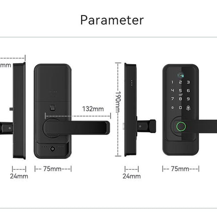 Aluminum Alloy WiFi Smart Deadbolt Lock Fingerprint Password Card Access with Electric Handle